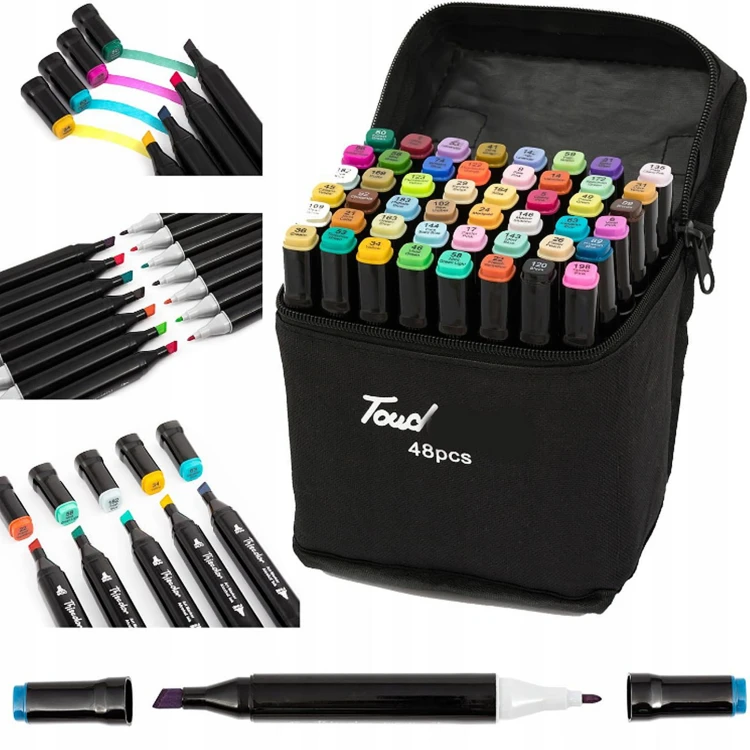 Markery Dwustronne 48 szt. + Etui